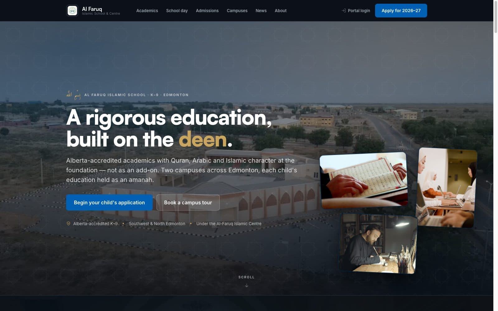 Live preview of Al Faruq Islamic School