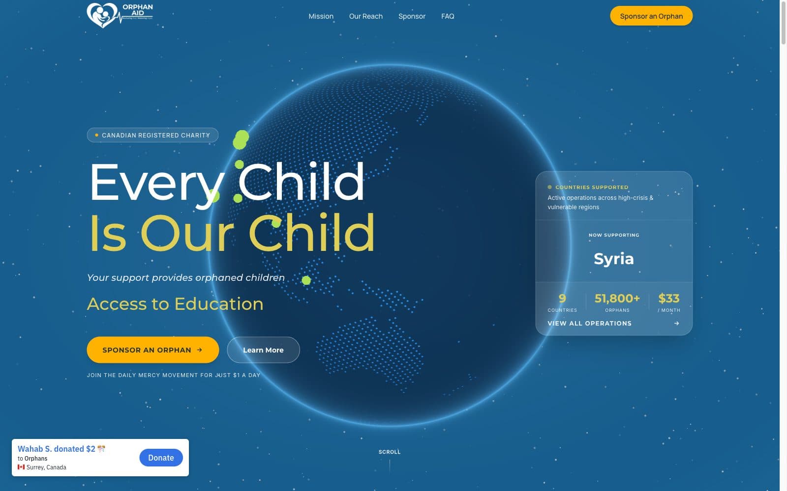 Live preview of Orphan Aid · Salik Foundation
